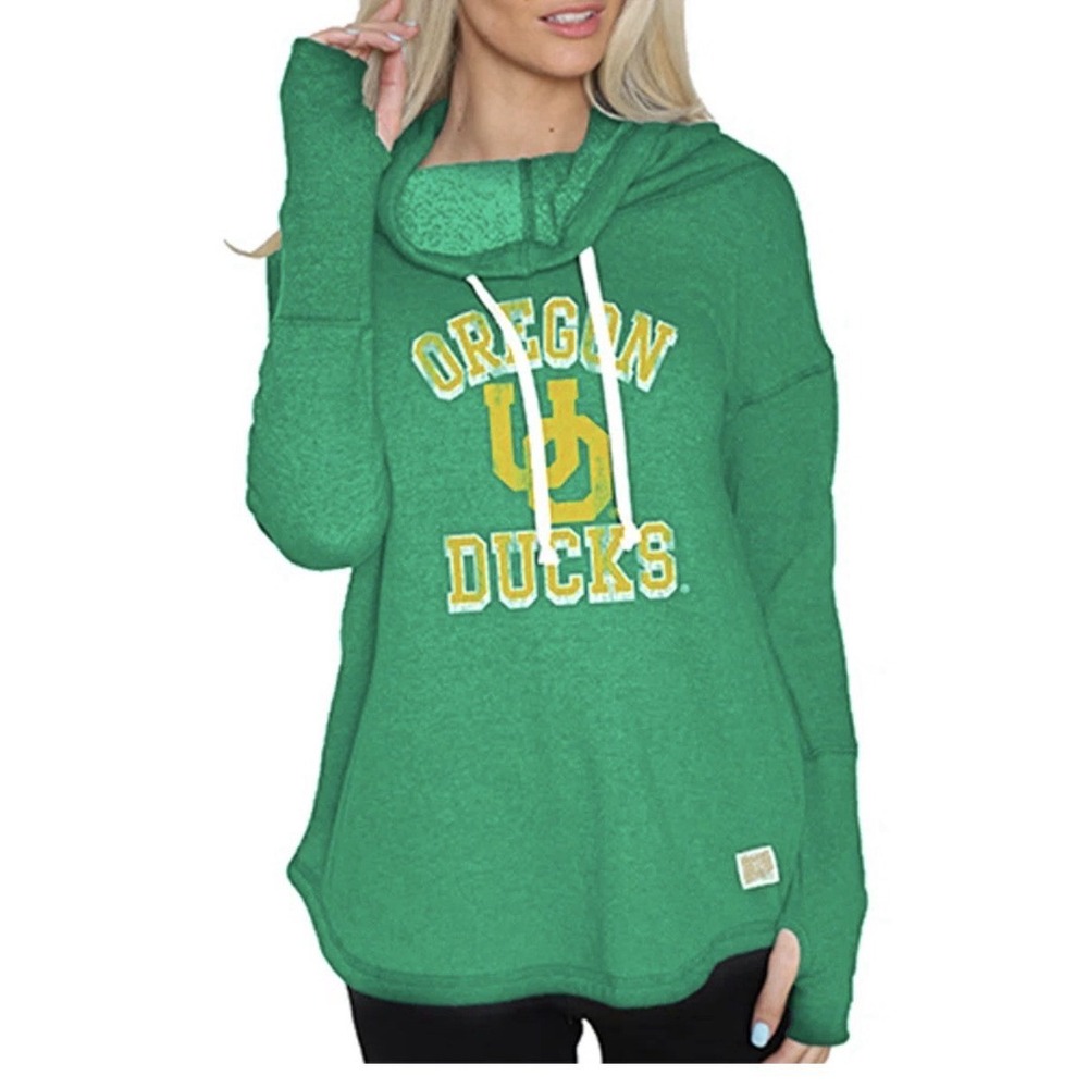 Original Retro Brand Green Oregon Ducks Funnel Neck Pullover Sweatshirt M